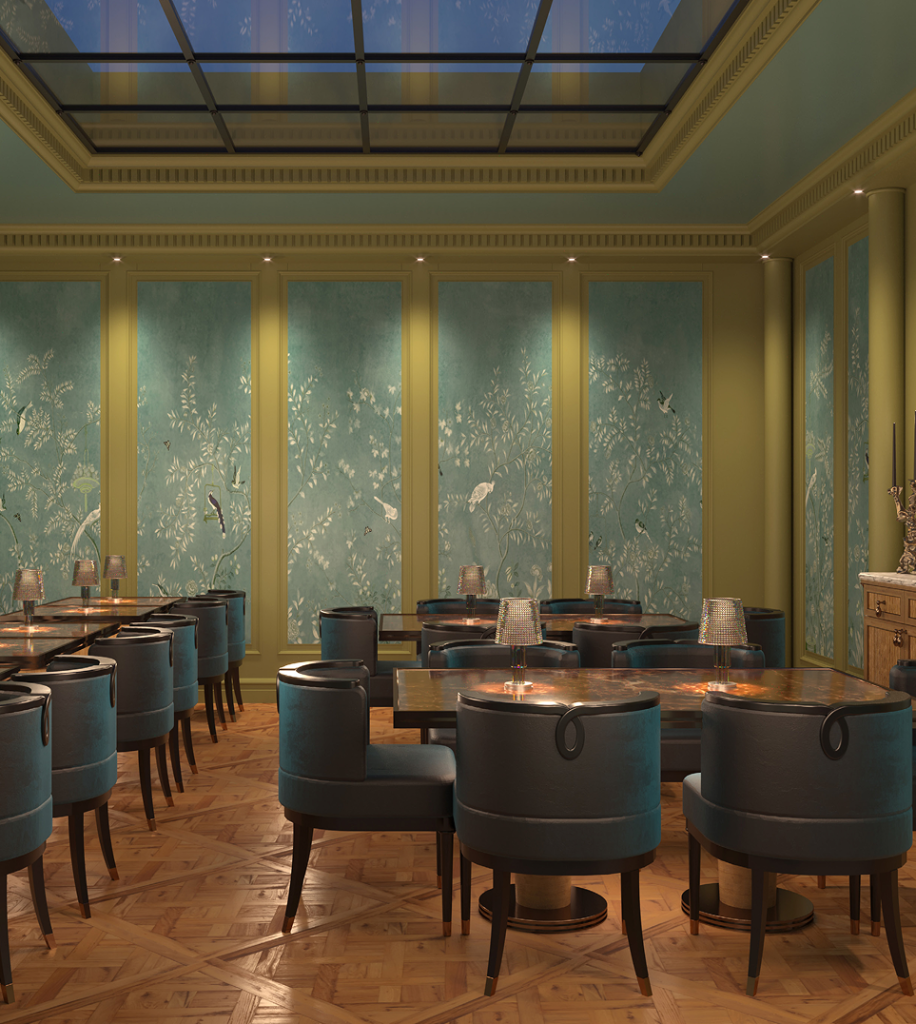 restaurant interior with elegant chairs and tables