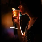 Stylish bar in London: Aki's Japanese inspired cocktails, velvet seating, and hand-painted frescoes at Marylebone cocktail lounge during LFW
